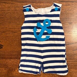 Striped Kids Romper with Blue Anchor